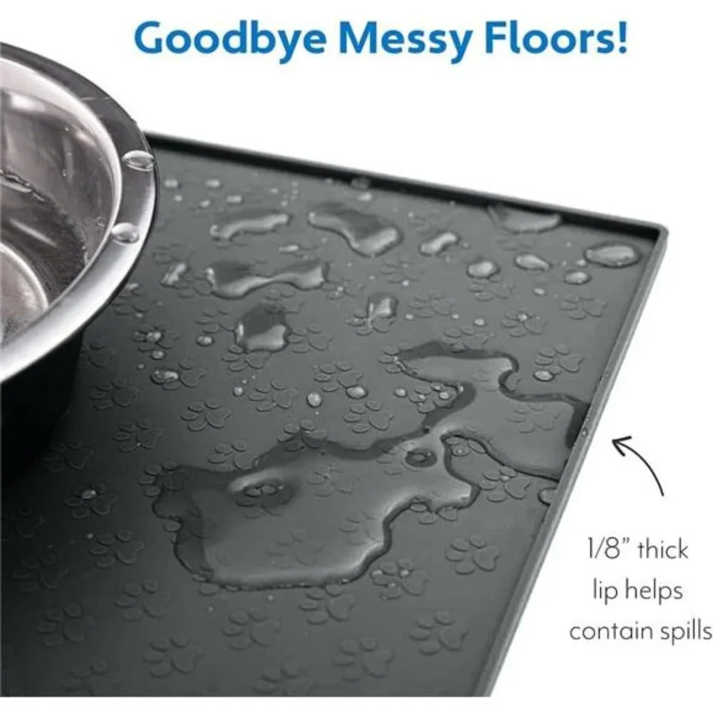 Silicone Pet Feeding Mat, 24x16, Waterproof Placemat for Dog and Cat Bowls
